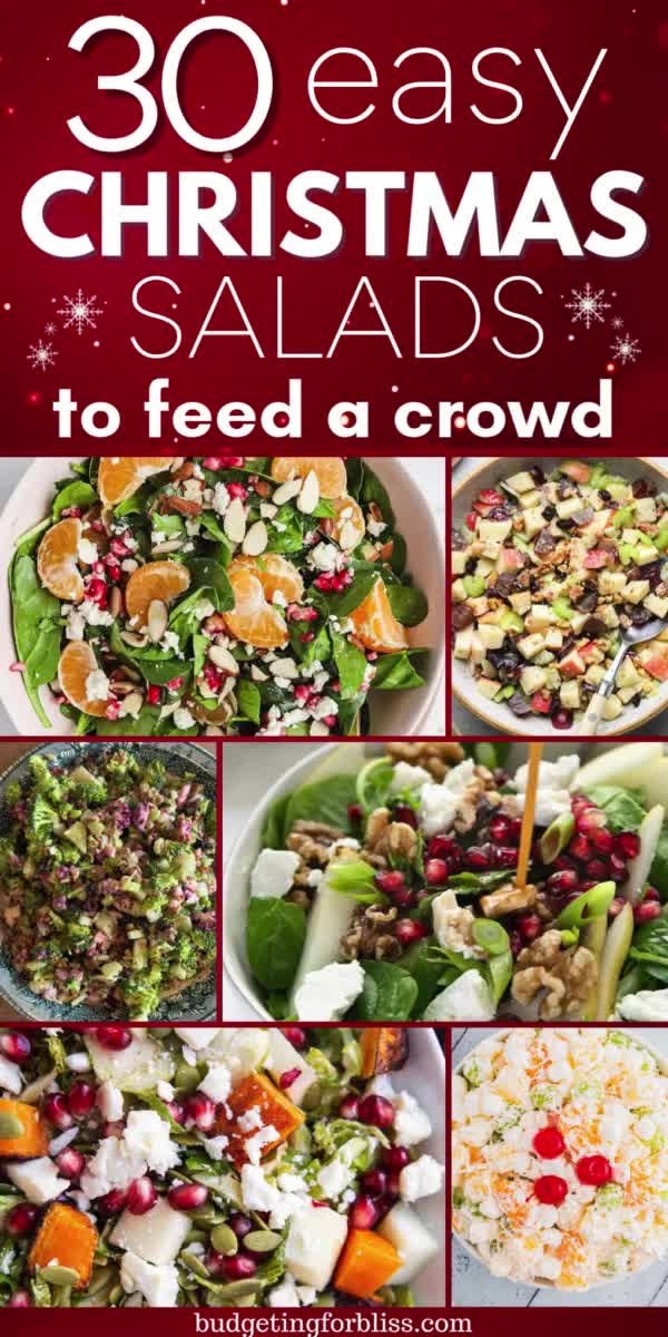 This may contain: 30 easy christmas salads to feed a crowd