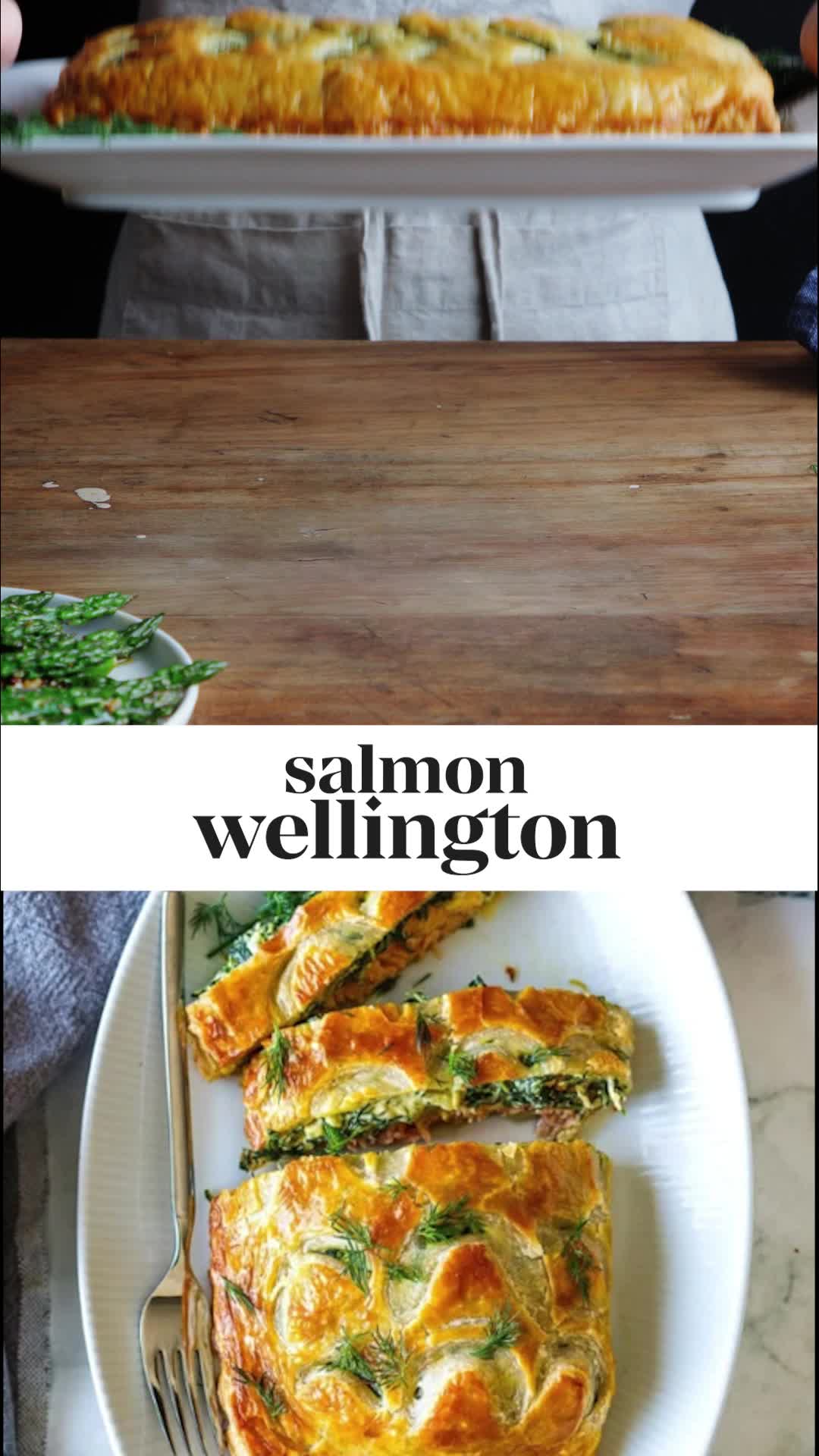 This contains: A video showing how to make Salmon Wellington