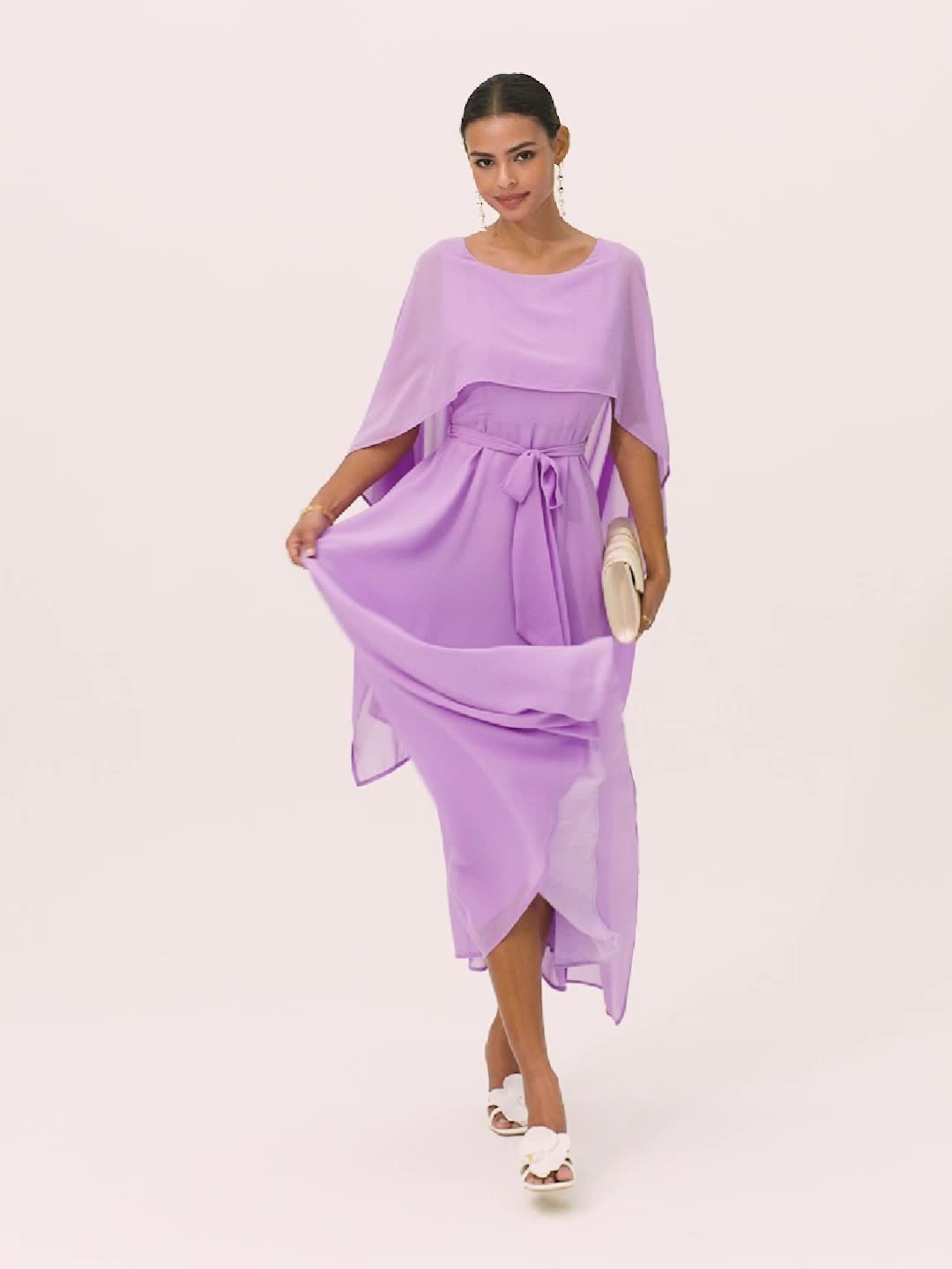 Season:Summer; Fabric:Chiffon; Gender:Women's; Style:Formal,Elegant; Occasion:Party,Wedding Guest; Fit Type:Loose Fit; Dresses Type:A Line Dress; Design:Belted; Neckline:Crew Neck; Brand:Shall We; Listing Date:06/25/2024; Bust:null; Length:null; Shoulder Width:null; Waist:null; Fit US Size:null; Dress Length Type:Maxi Dress; Print Type:non-printing