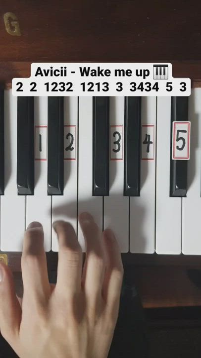 This may contain: someone is playing the piano with their hand on it's keys and numbers below them