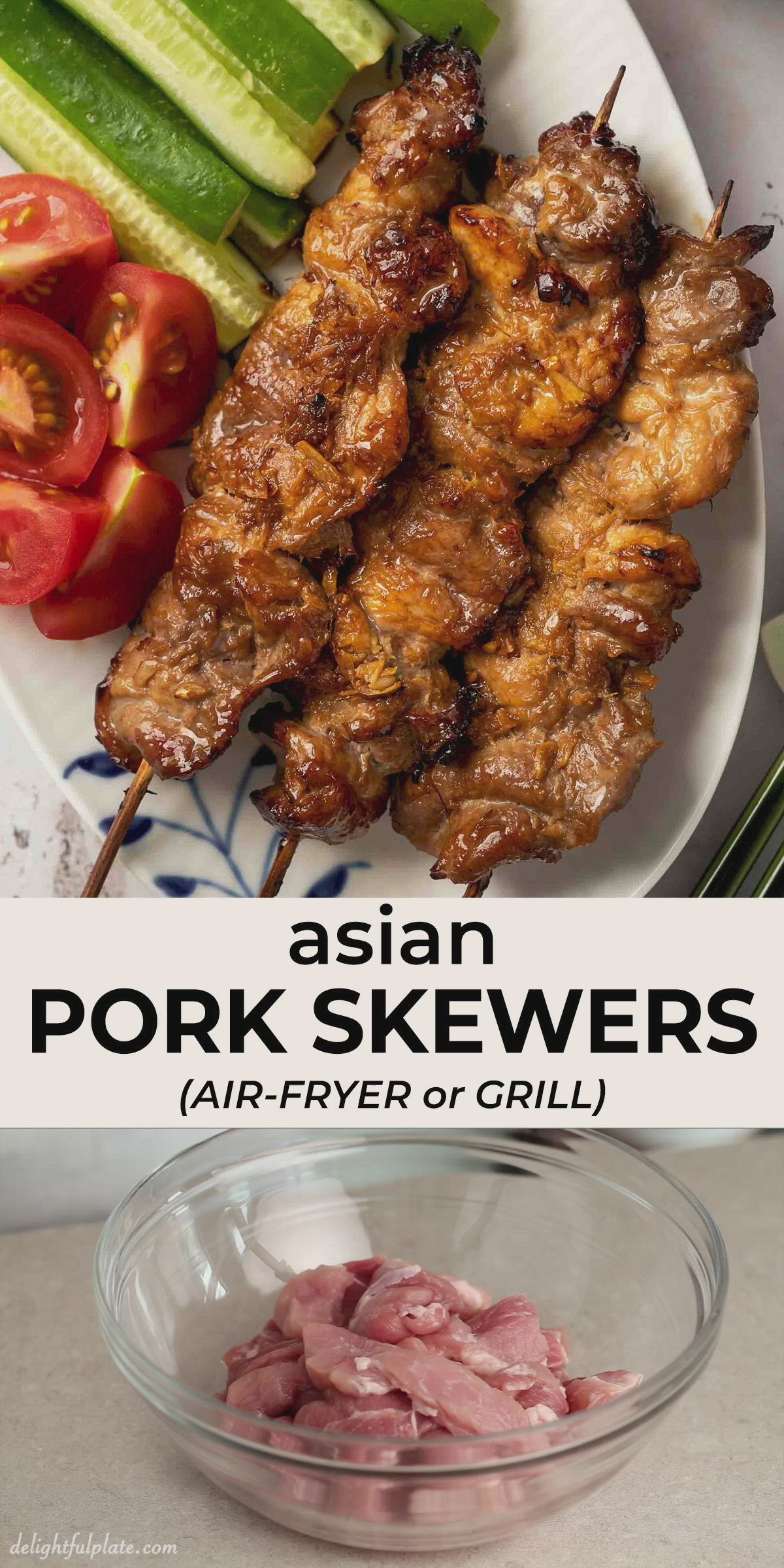 This contains an image of: Asian Pork Skewers