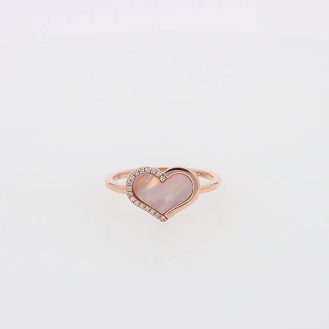 Effy 14K Rose Gold Mother of Pearl and Diamond Heart Ring, 0.04 TCW