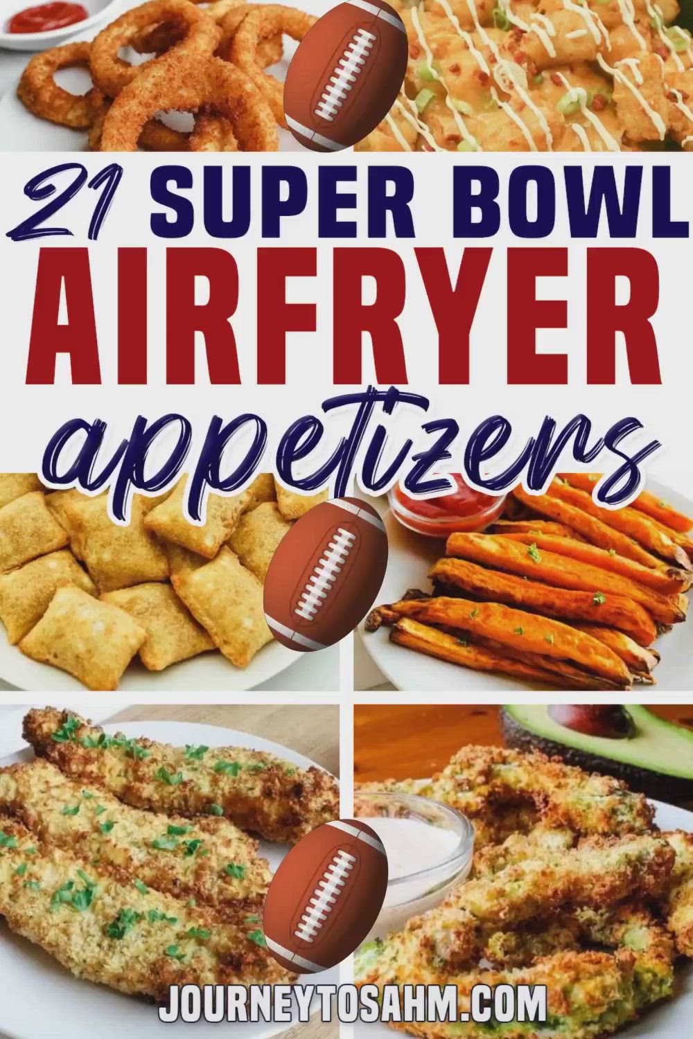 This may contain: the super bowl air fryer appetizers are easy to make and delicious for football fans