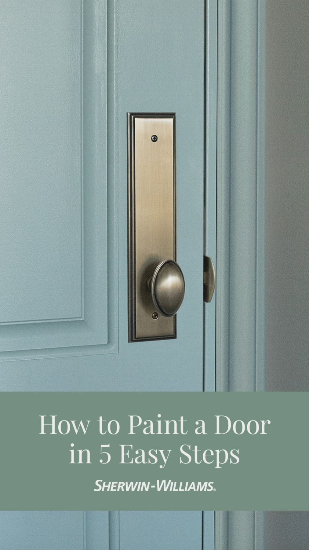 This may contain: a door with the words how to paint a door in 5 easy steps