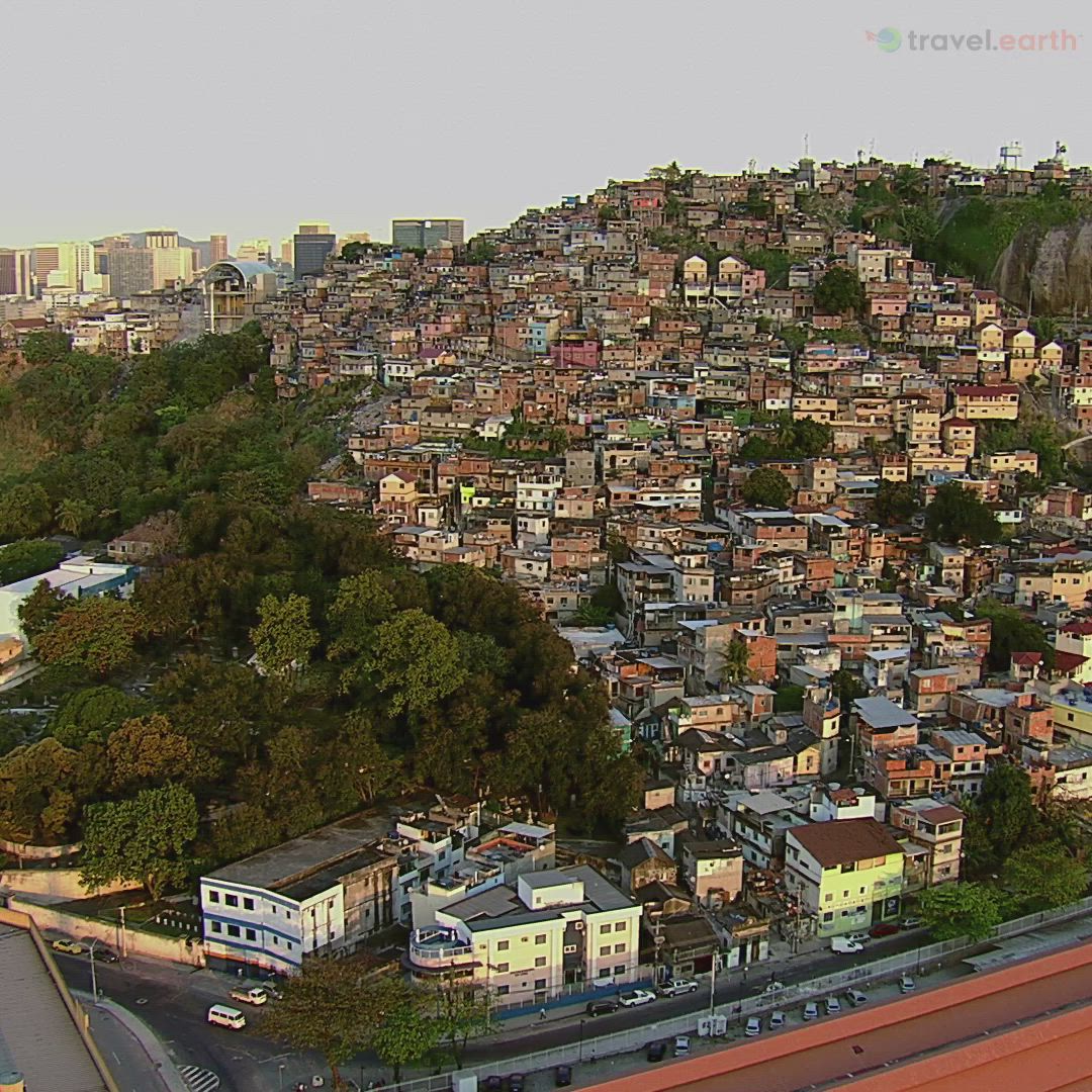 This may contain: an aerial view of a city with lots of buildings