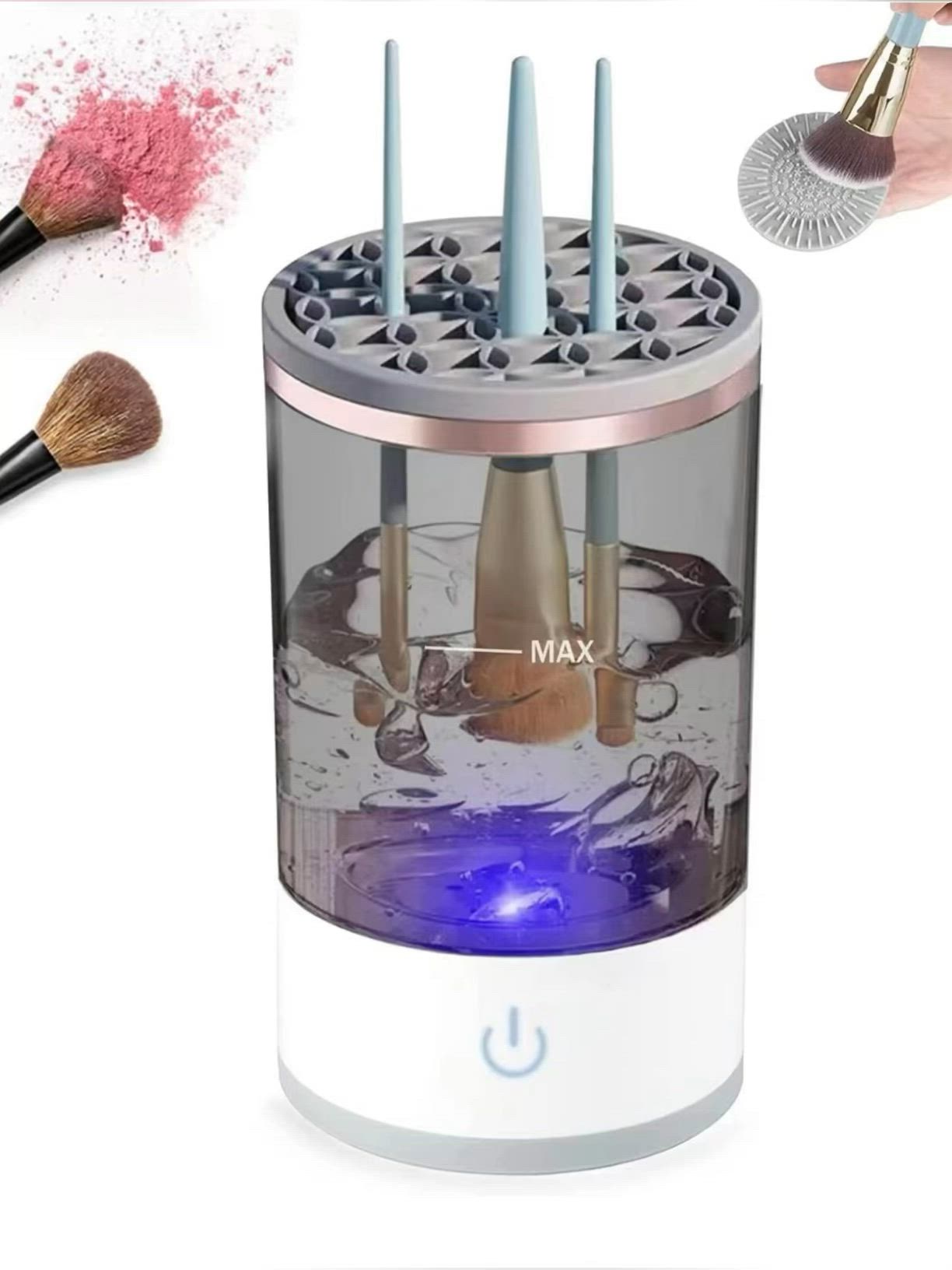 Makeup Brush Cleaner Machine Electric Makeup Brush Cleaner Automatic Cosmetic Brush Cleaner with Brush Clean Mat Spinning Makeup Brush Cleaner Fit For All Size Brush USB Charging Makeup Brush Cleaner