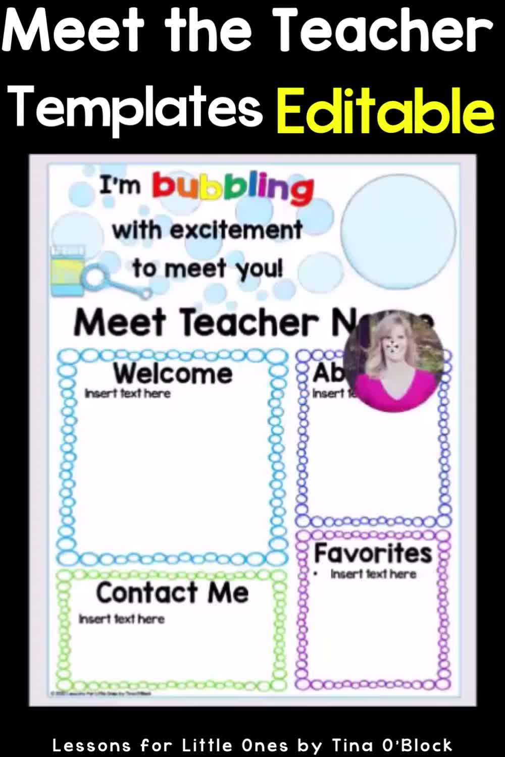 This may contain: a teacher's editable book with the text meet the teacher templates editable