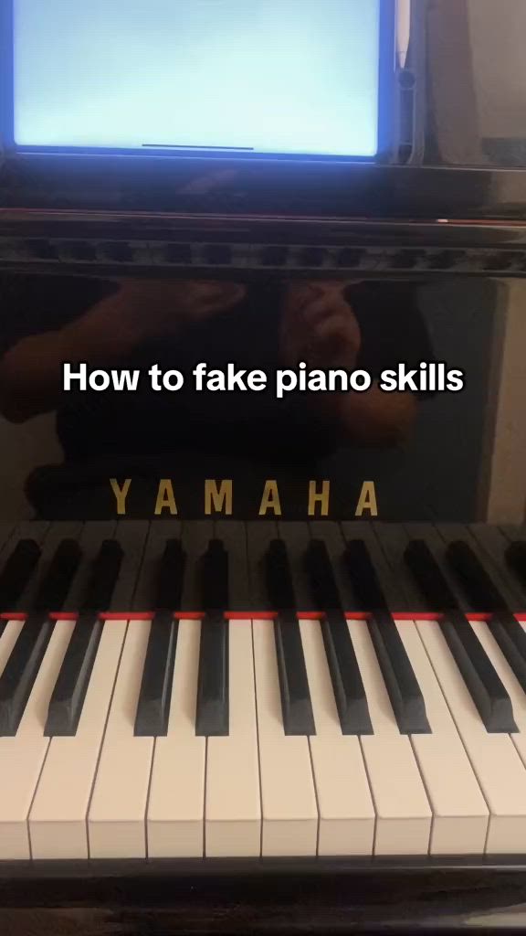 This may contain: a piano with the words how to take piano skills yamaha written in front of it