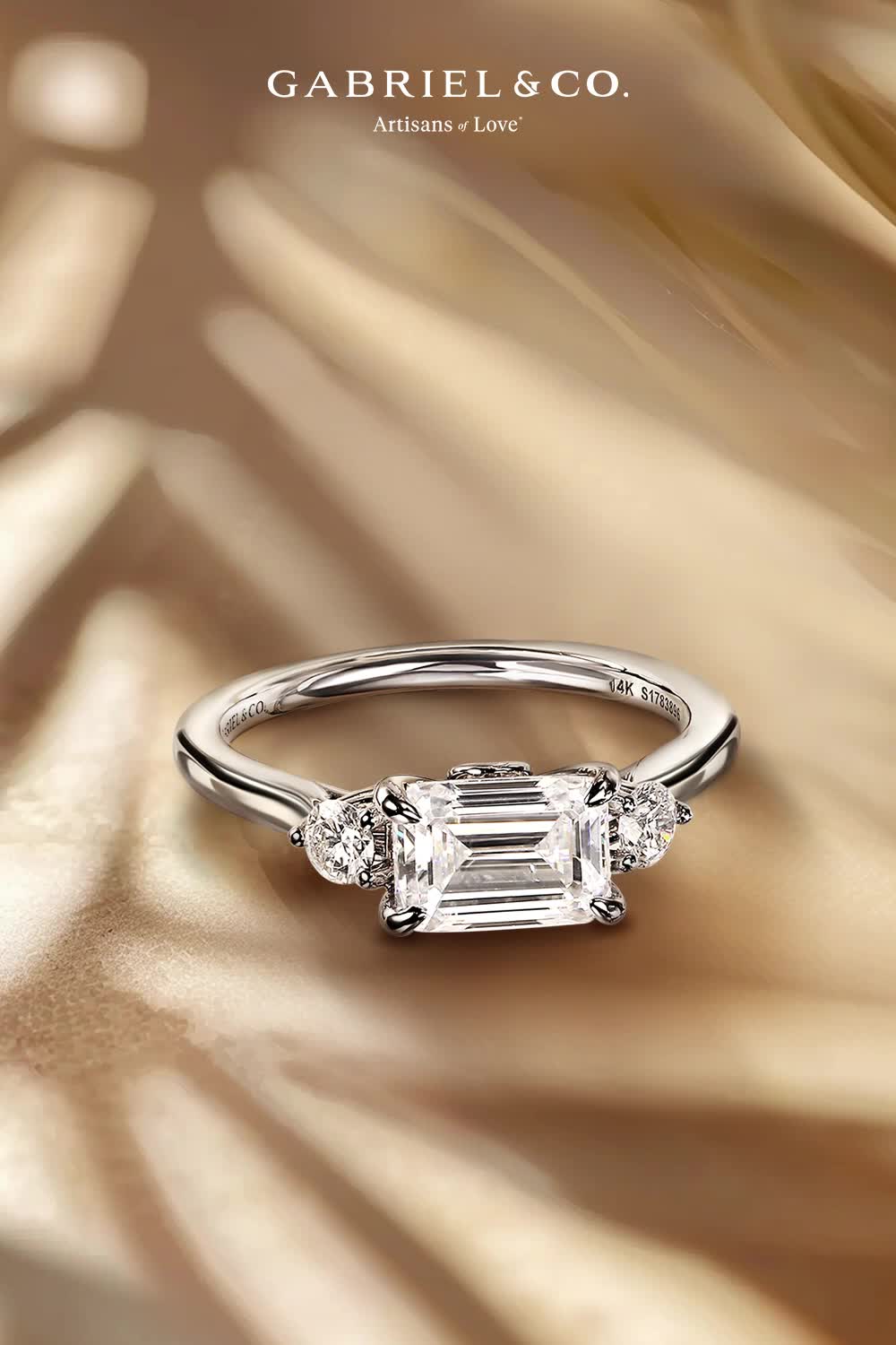 This contains: Darline - 14K White Gold Emerald Cut Three Stone Diamond Engagement Ring
ER16435E6W44JJ