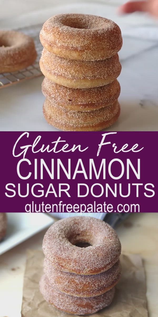 This contains: video showing the steps to make gluten free cinnamon sugar donuts