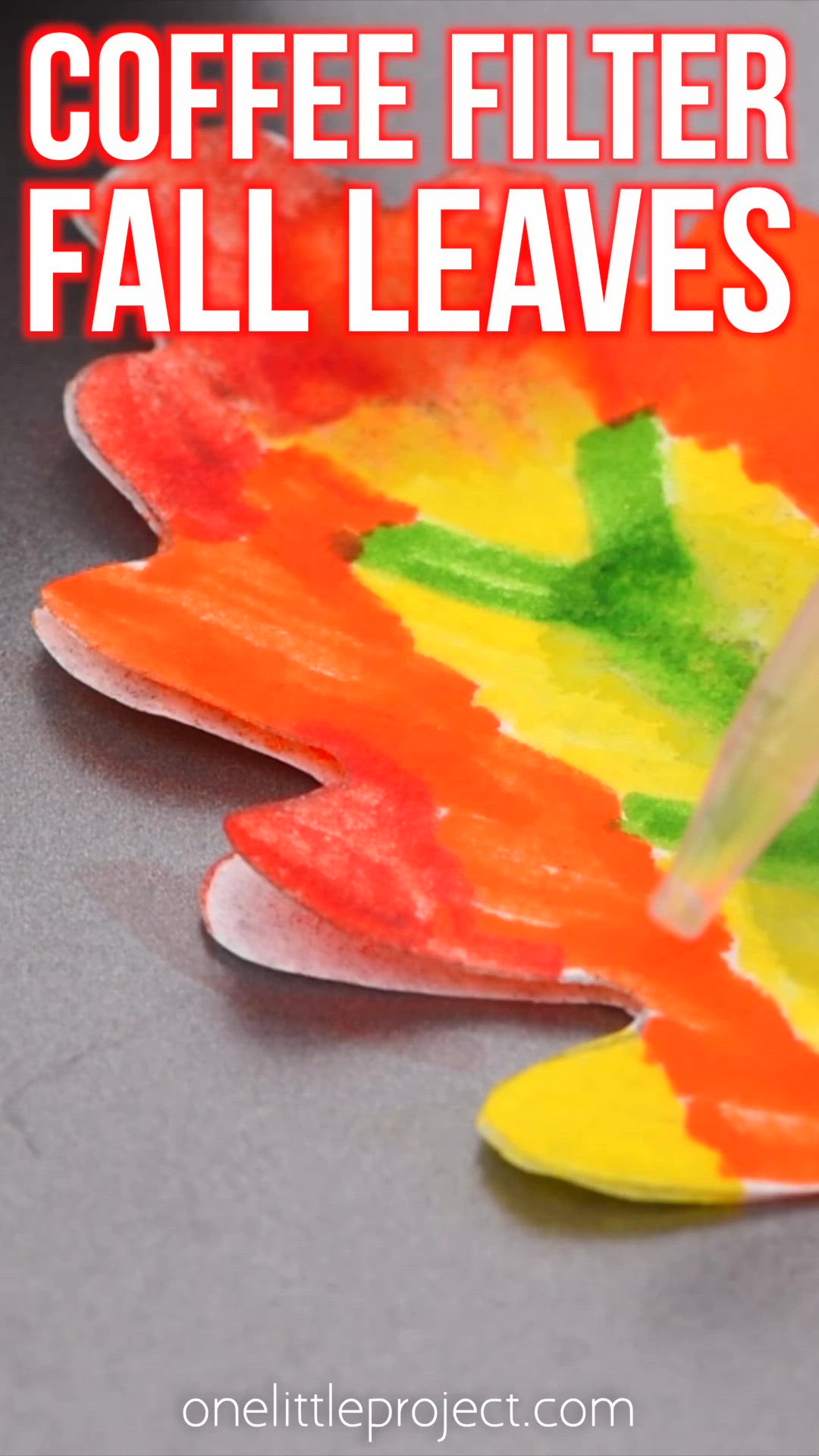 This contains: Coffee Filter Leaves | Easy Fall Leaves Craft for Kids