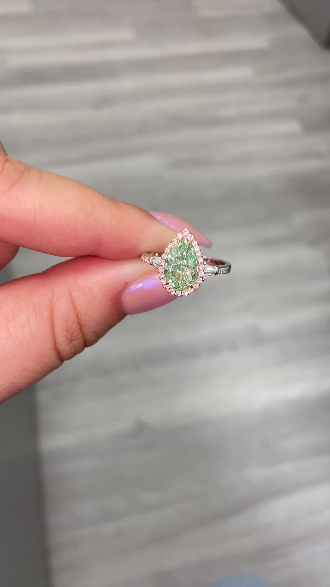 This contains: Natural green diamond engagement ring like the iconic Jennifer Lopez! Natural green diamonds are the ultimate unique and rare diamond! Do not settle for anything less