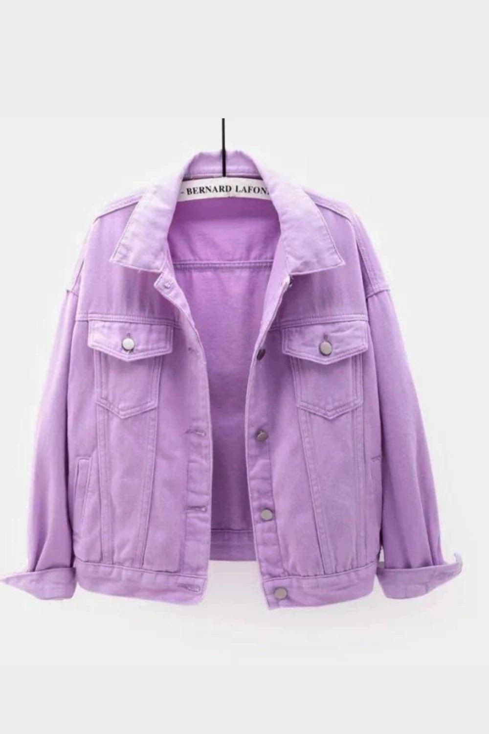 Women's Plus Size Denim Jacket Spring Autumn Short Coat Pink Jean Jackets Casual Tops