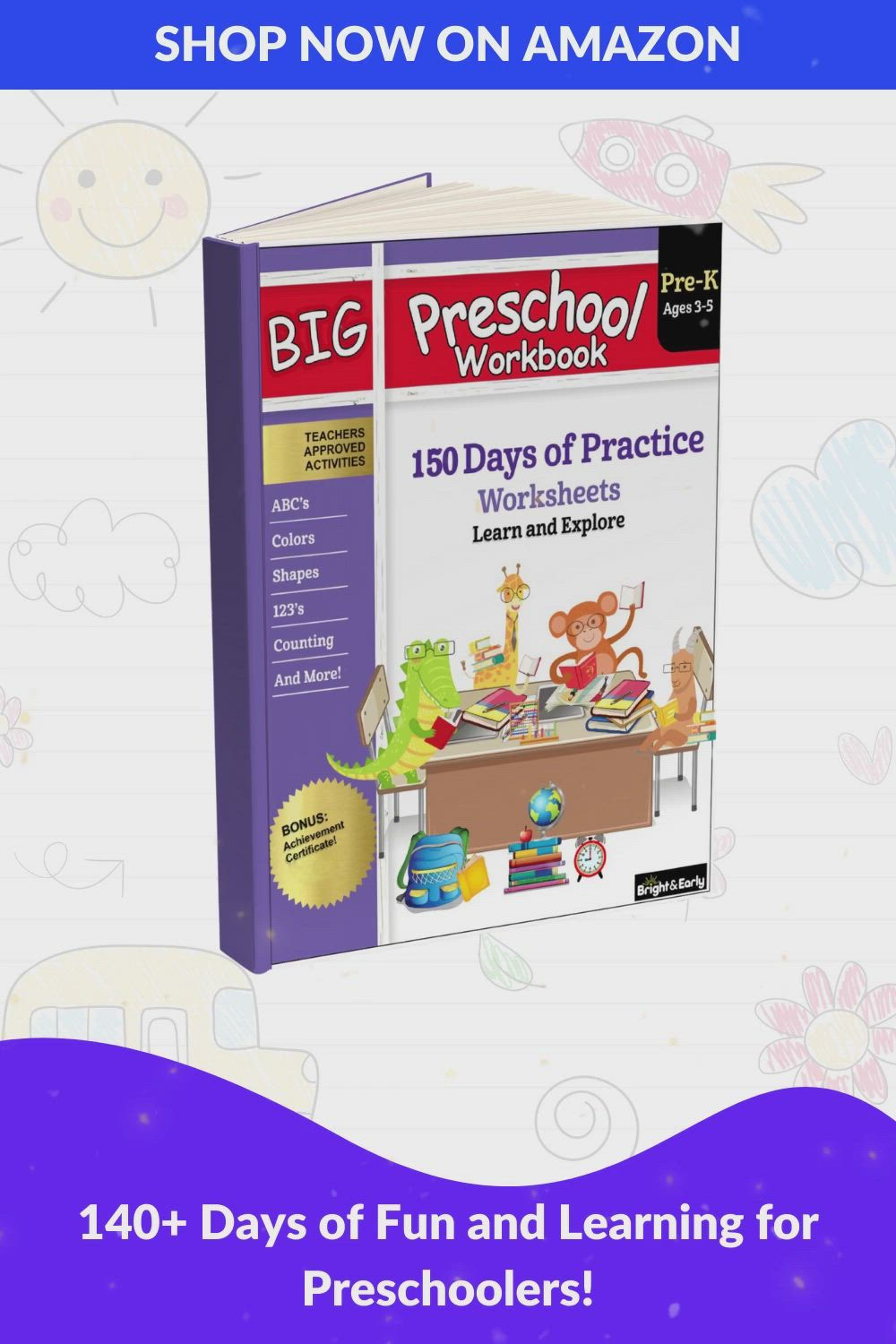 This contains: Educational Preschool Resources: Big Workbook for Pre-K