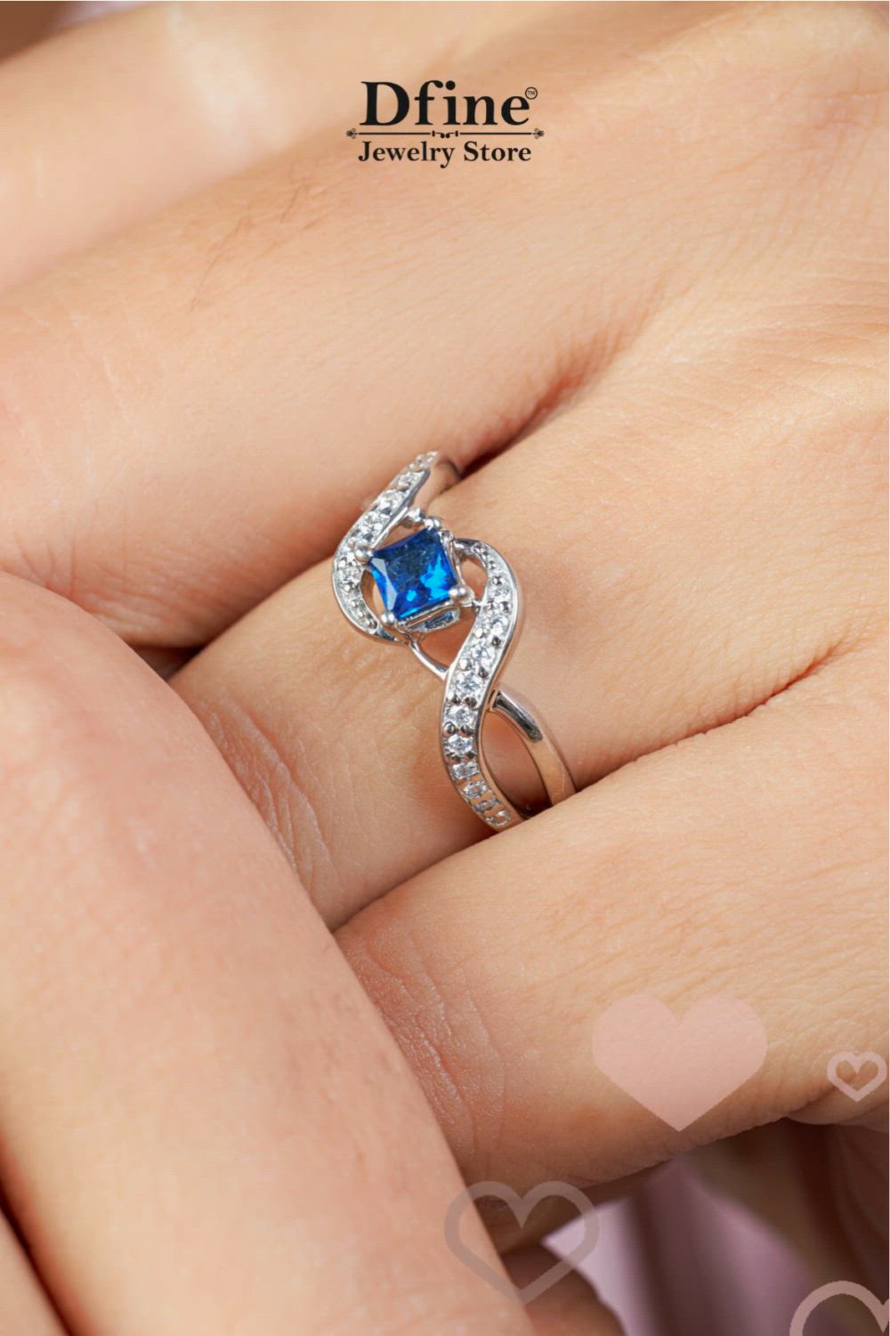 This contains: Sapphire rings, Sapphire engagement ring, Engagement ring for women, Gemstone Ring, September Birthstone, Princess cut, Sapphire jewelry, Sapphire wedding ring