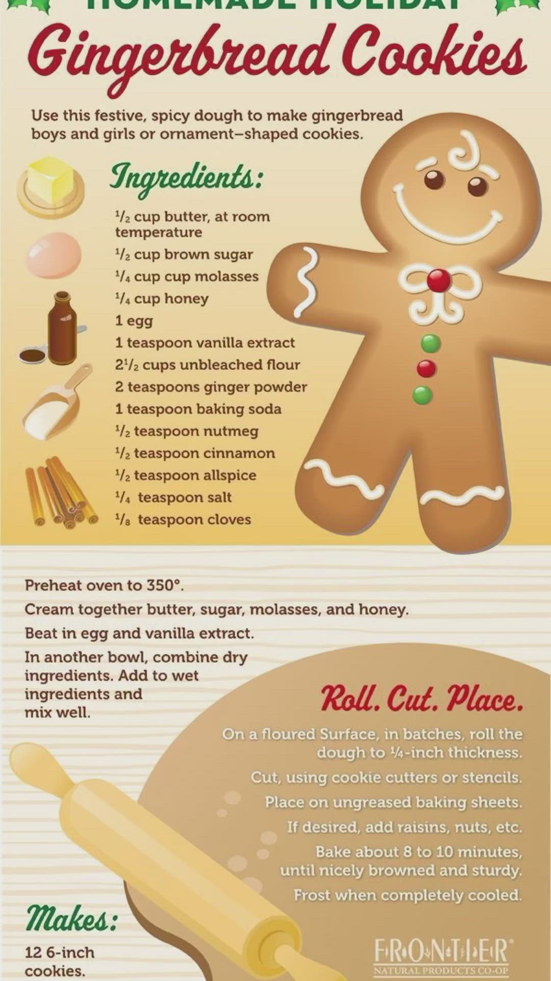 This may contain: a recipe for gingerbread cookies with instructions on how to make them