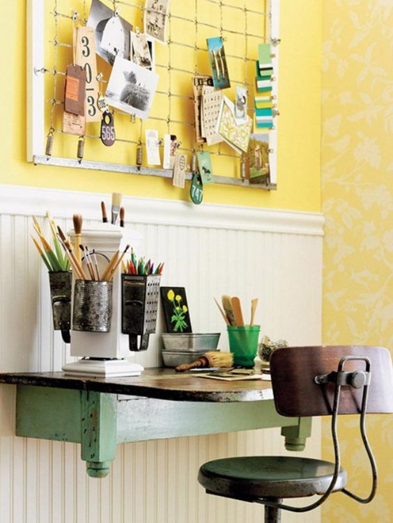 Rustic fold down desk.