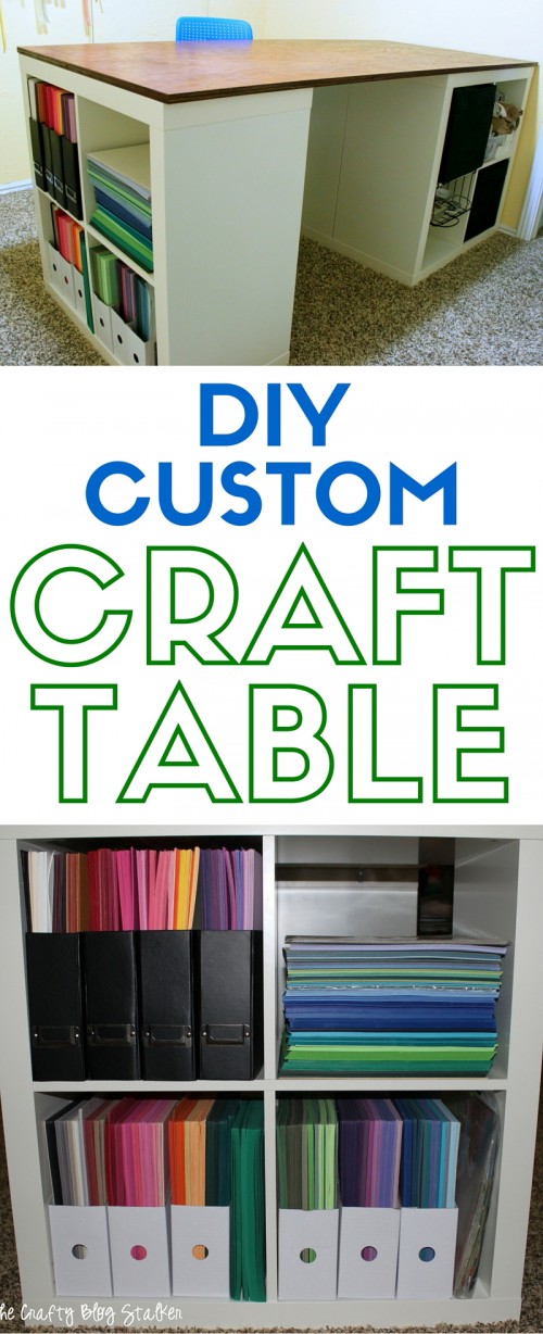 DIY custom craft table from IKEA Kallax (via thecraftyblogstalker.com).