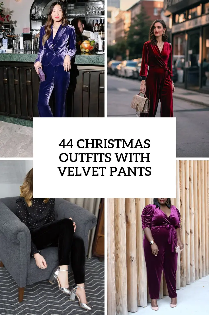 44 Christmas Outfits With Velvet Pants