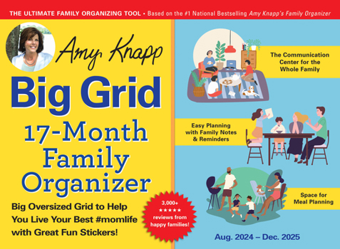 Calendar 2025 Amy Knapp's Big Grid Family Organizer Wall Calendar: August 2024 - December 2025 Book