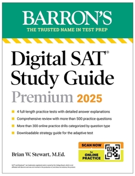 Paperback Digital SAT Study Guide Premium, 2025: 4 Practice Tests + Comprehensive Review + Online Practice Book