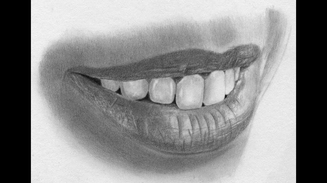 Speed Drawing Realistic Lips and Teeth - Realistic Pencil Drawing - YouTube