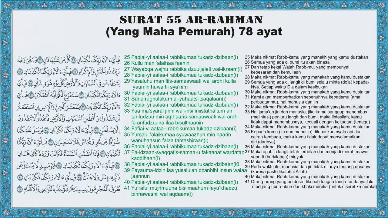 Al Quran Surat 55 Ar Rahman Arab Latin Dan Terjemahan