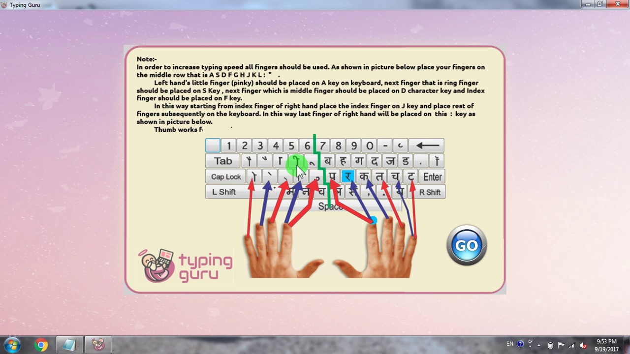 Mangal Font Typing Chart