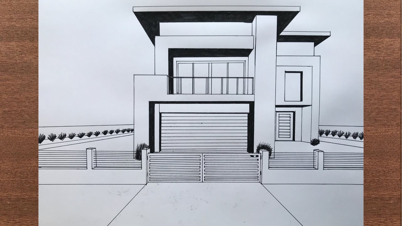 How to Draw a House in 1-Point Perspective - YouTube