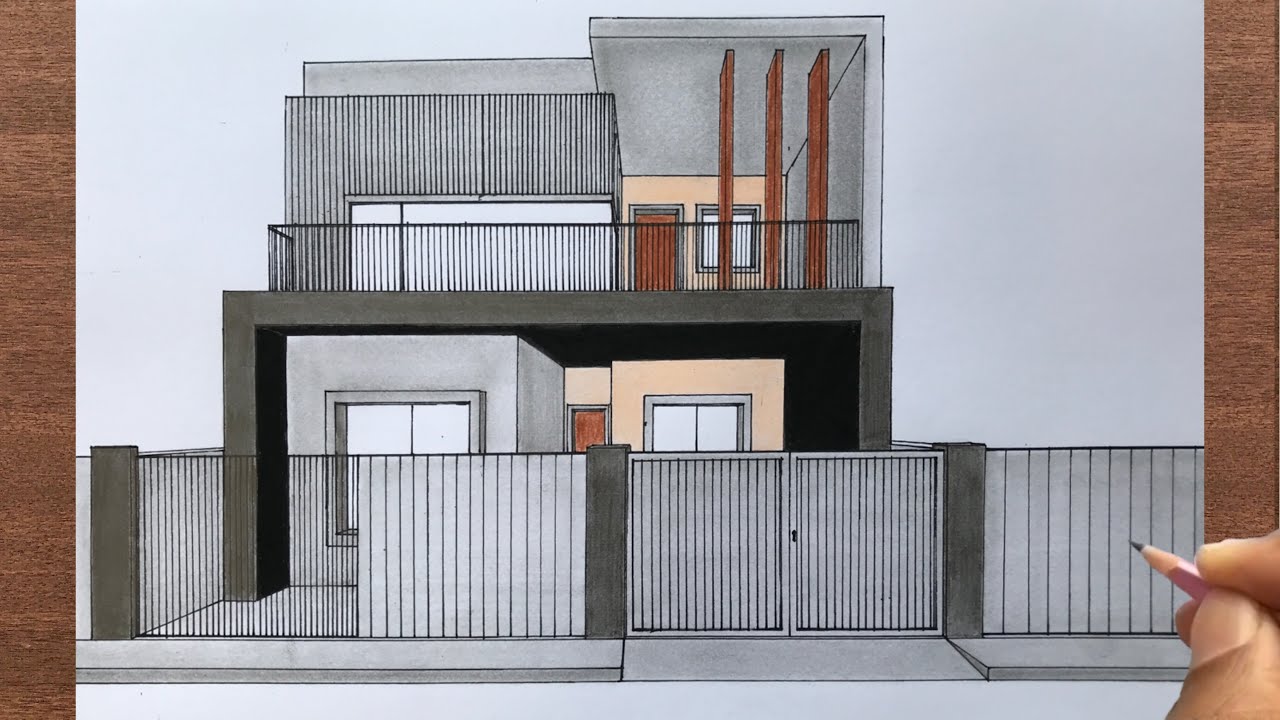 How to Draw a House in 1 Point Perspective - YouTube