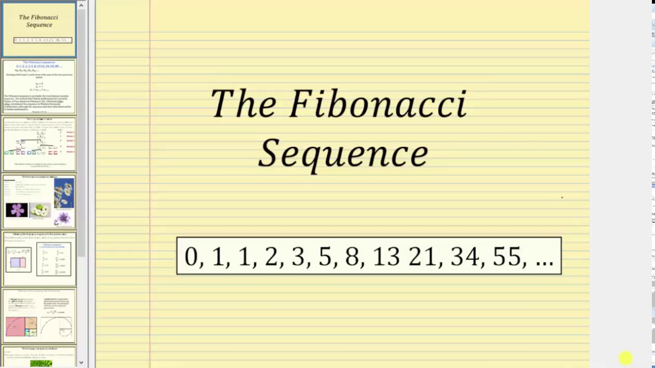 The Fibonacci Sequence Youtube