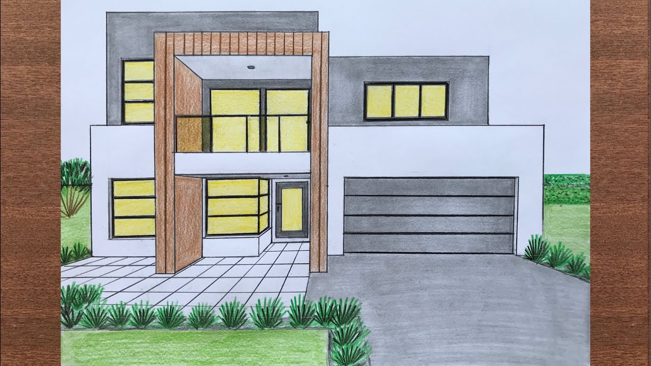 How to Draw a House in 1-Point Perspective - YouTube