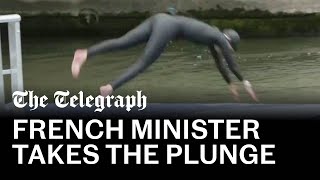 video: Watch: French sports minister swims in the Seine to prove it’s clean before the Olympics