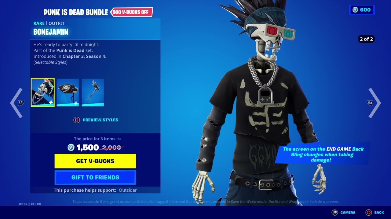 NEW BONEJAMIN PUNK IS DEAD BUNDLE FORTNITEMARES ITEMSHOP CHAPTER 3 ...