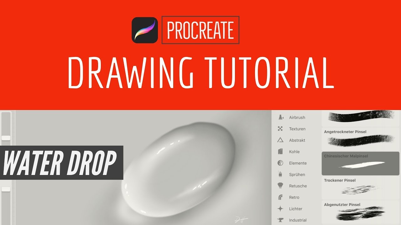 Procreate drawing tutorial - How to draw a water drop step by step for