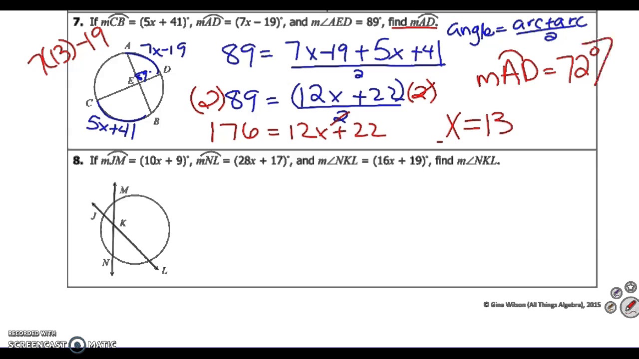 Arcs And Angles Worksheet - Printable Sheet Education