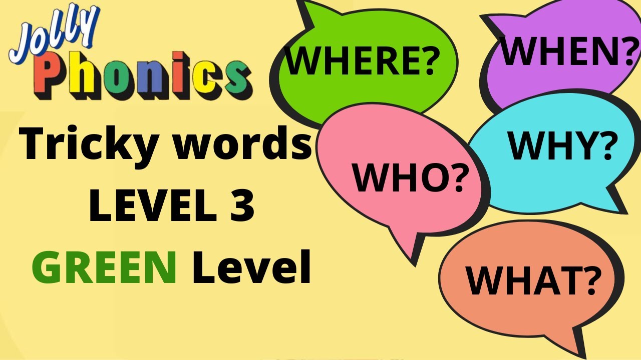 TRICKY WORDS LEVEL 3 | Green LEVEL | Jolly phonics words | tricky words ...