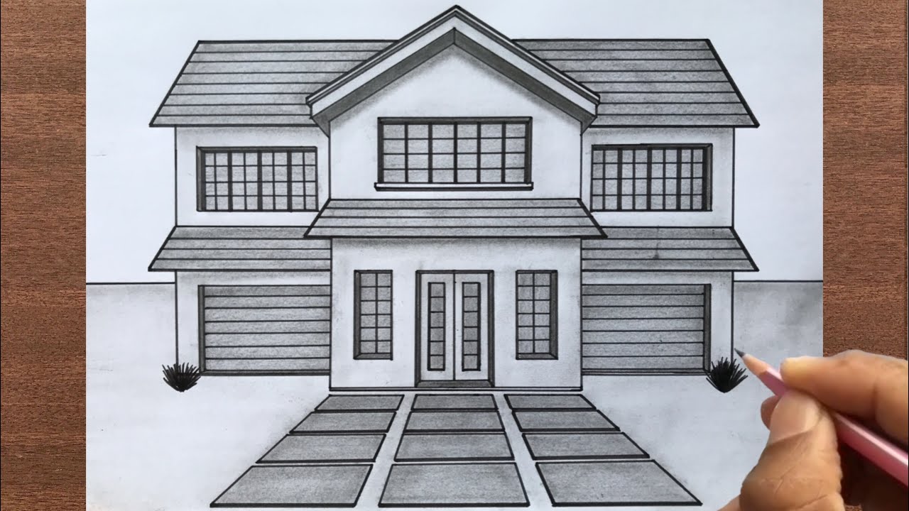 How to Draw a House in 1 Point Perspective - YouTube