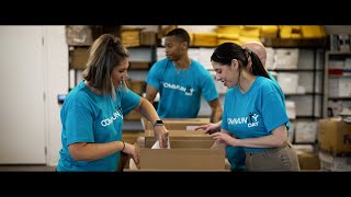 Volunteers packing boxes