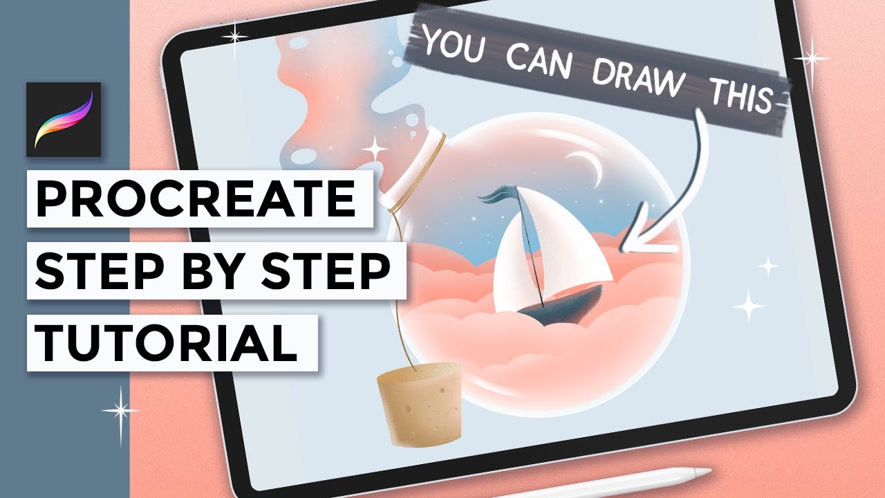 Step by Step Procreate Tutorial | Pastel Dreamy Landscape Drawing on