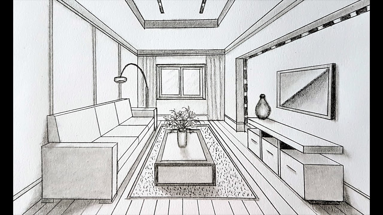 Discover 130+ one point perspective bedroom drawing - seven.edu.vn