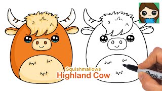 How to Draw a Highland Cow | Squishmallows