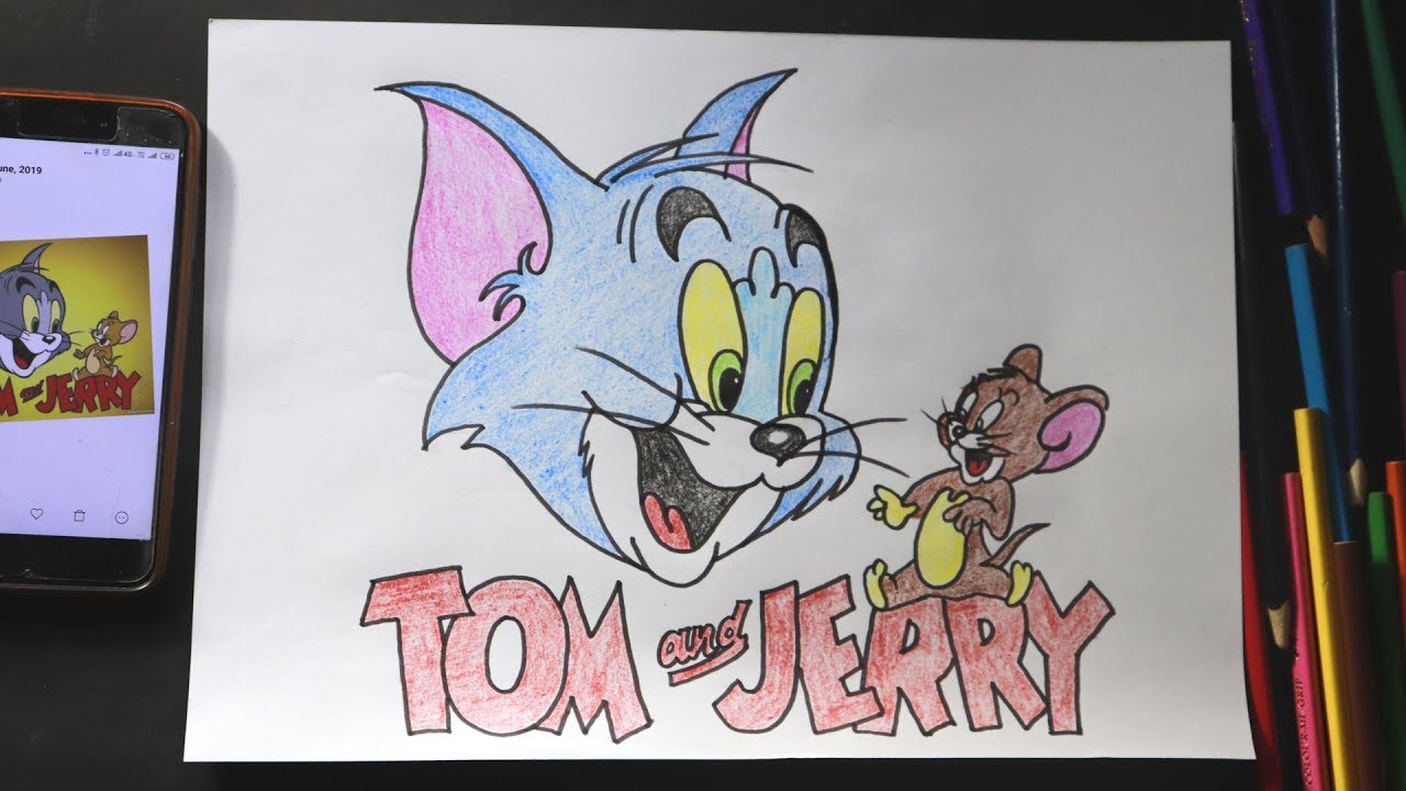 How to draw Tom and Jerry Cartoon logo/Tom and Jerry drawing for ...