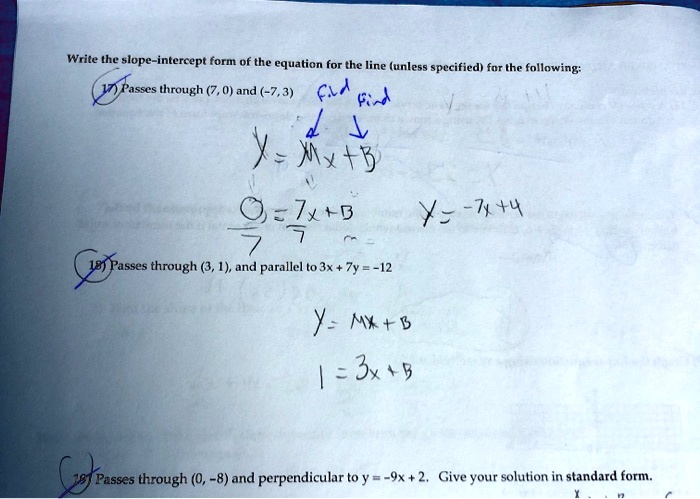 Slope Intercept Form Of The Equation