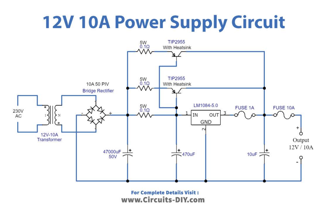 12v Power Supply Circuit Diagram Wiring Draw And Schematic