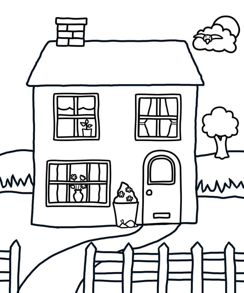 house and fence coloring page free printable coloring pages for kids