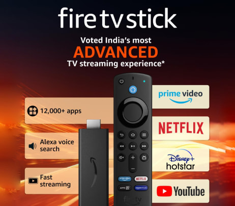 Amazon Fire TV Stick with Alexa Voice Remote - Votes India's most advanced TV streaming experience.