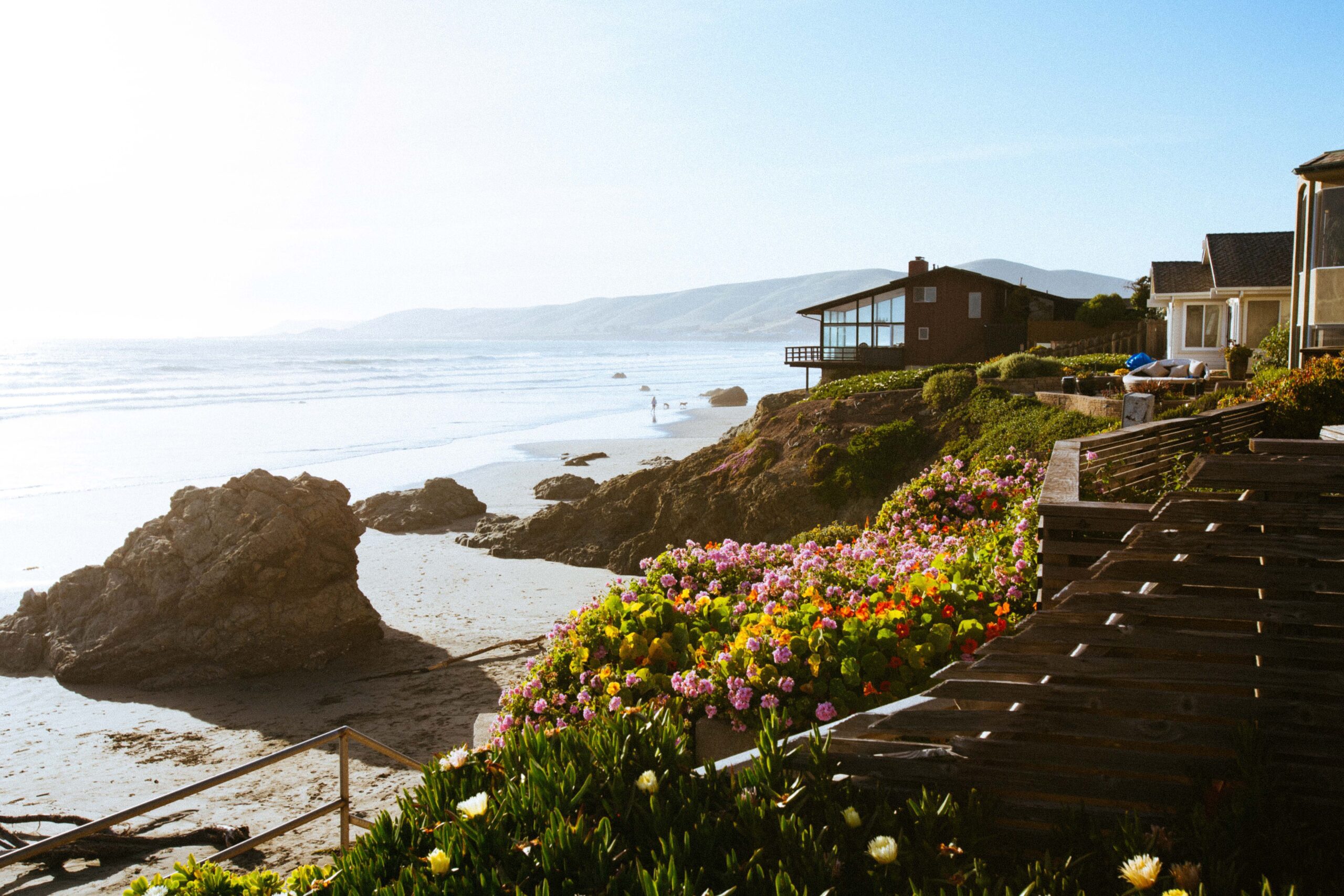 a modern beach house on a beautiful coastline