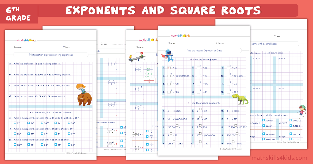 6th Grade Exponents And Square Roots