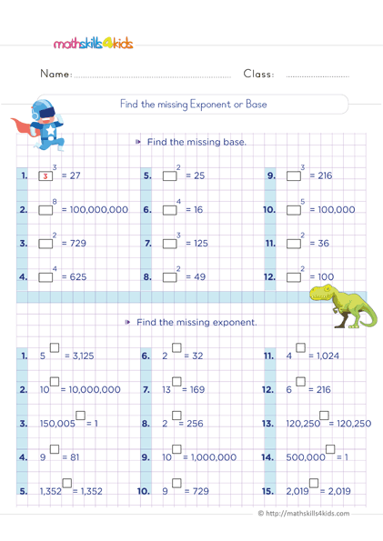 6th Grade Exponents And Square Roots